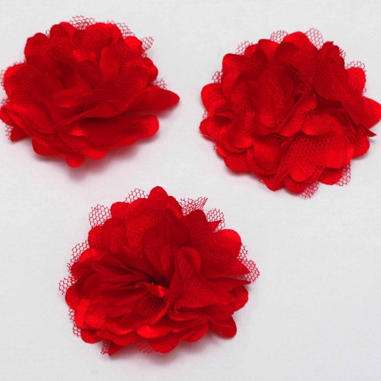 Stoffblume rot - Stoffblumen - Nähzubehör Stoffstern - Manuela Schweizer