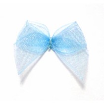 5 Organza Schleifen 2,4 cm blau 