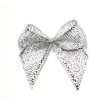 5 Glitter Schleifen 2,4 cm silber