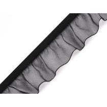 Rüschengummi Organza 25 mm schwarz