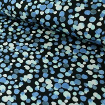 Viskosejersey Tupfen schwarz/blau 40 cm Reststück