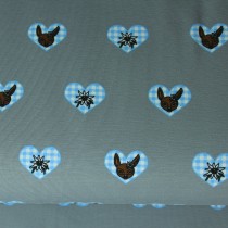 Bavarian Heart grau/hellblau 90 cm Reststück