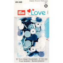 Prym Love Color Snaps weiß-hellblau-dunkelblau
