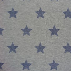 Glitzer-Sterne Kuschelsweat blau auf grau meliert