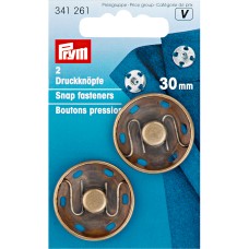 Prym Annäh-Druckknöpfe 30 mm altmessing