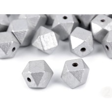 Holzperlen "Diamant" silber