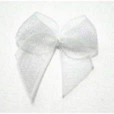 5 Organza Schleifen 2,4 cm weiß