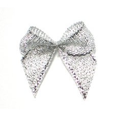 5 Glitter Schleifen 2,4 cm silber