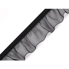 Rüschengummi Organza 25 mm schwarz