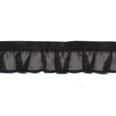 Rüschengummi Organza schwarz 