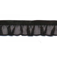 Rüschengummi Organza schwarz 15 mm