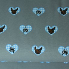 Bavarian Heart grau/hellblau 90 cm Reststück