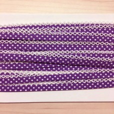 Schrägband Punkte lila mit Häkelborte