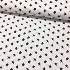 Sterne schwarz auf weiß Baumwoll Webstoff