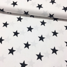 Große Sterne schwarz auf weiß Baumwoll Webstoff