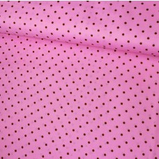 Pünktchen braun auf rosa Baumwoll Webstoff 
